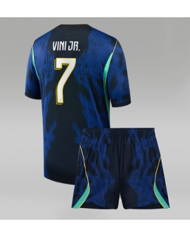 Billige Fotballdrakt Brasil Vinicius Junior #7 Replika Bortedraktsett Barn VM 2026 Kortermet (med bukser)
